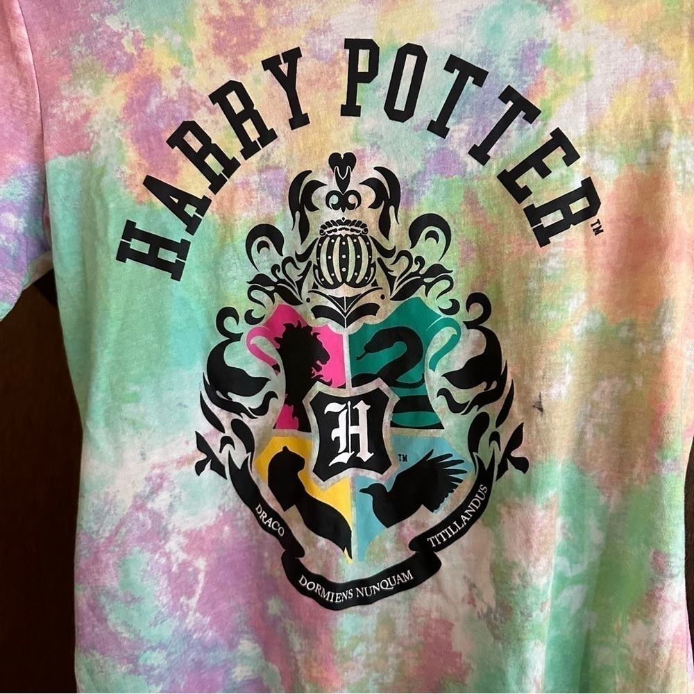 Disney Harry Potter Wizarding World Multi-colour Tie Dye Short Sleeve Tee Sz S - Picture 3 of 6